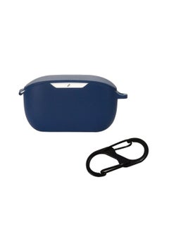 Earphone Protective Cover Cases For JBL WAVE BUDS Silicone Case For JBL WAVE BUDS Charging Box Protection Cover With Hook (Dark Blue)