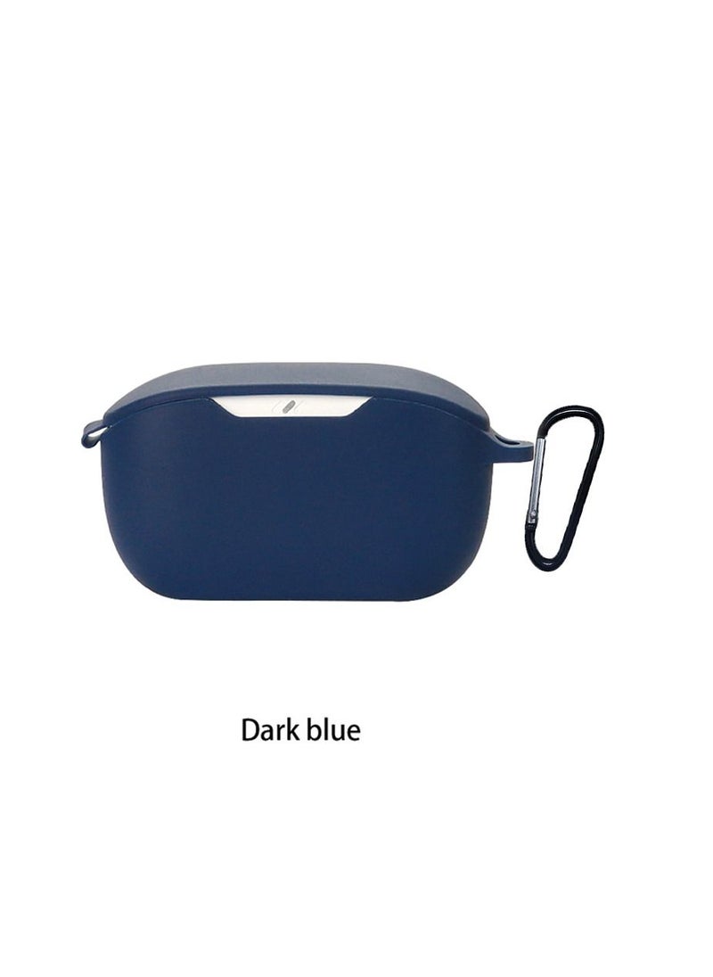 Generic - Earphone Protective Cover Cases For JBL WAVE BUDS Silicone Case For JBL WAVE BUDS Charging Box Protection Cover With Hook (Dark Blue) - Image 1