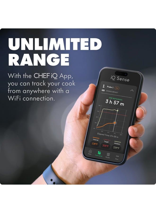 CHEF iQ Sense [2025 Model] | Smart Wireless Meat Thermometer | Ultra-Thin Probe | WiFi Unlimited Range | 1000°F Heat Safe | 5 Sensors | BBQ, Grill, Oven, Smoker, Air Fryer | Gen3 - Image 4