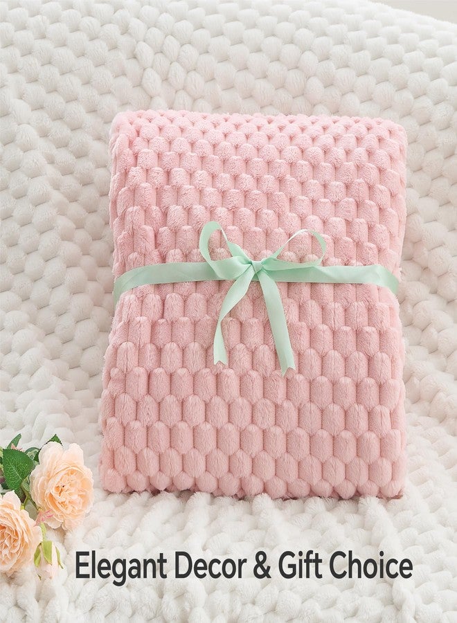 BEDELITE Fleece Blanket - 3D Jacquard Decorative Pink Throw Blankets for Couch & Bed, Soft and Cozy Warm Plush Fluffy Blanket All Seasons Suitable, 50x70Inches - Image 4