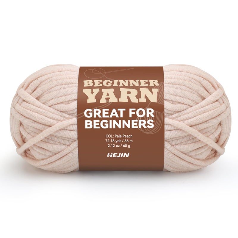 HEJIN 60g Spring Pale Peach Yarn for Crocheting and Knitting;66m (72yds)Cotton Yarn for Beginners with Easy-to-See Stitches;Worsted-Weight Medium #4;Cotton-Nylon Blend Yarn for Beginners Crochet Kit Making - Image 1