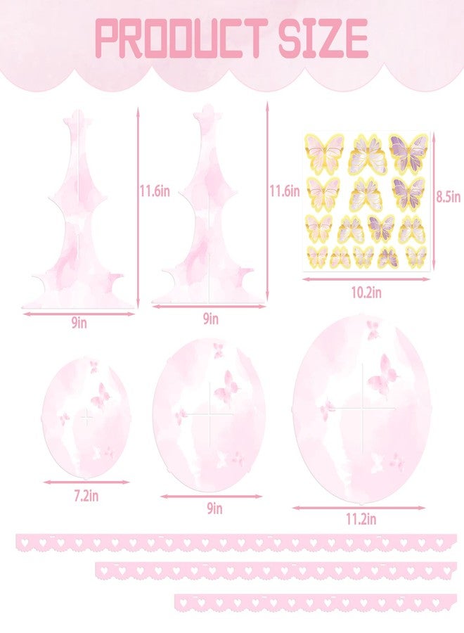 WEEPA DIY 3 Tier Butterfly Cupcake Stand Pink Butterfly Decorations Princess Cupcake Stand Dessert Tower for Wedding Birthday Party Supplies - Image 3