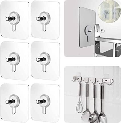 QUALIZA Stainless Steel ABS PVC and Glue Adhesive Wall Mount NoTrace Hanging Nails Screw Hooks Sticker 8mm 10Pcs  - Image 4