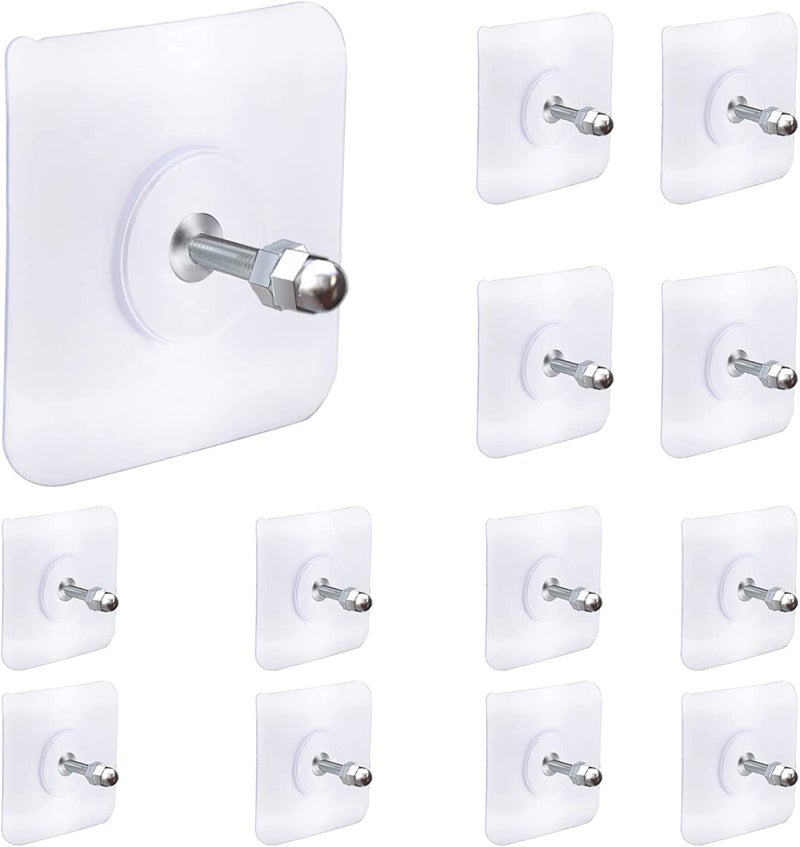 QUALIZA Stainless Steel ABS PVC and Glue Adhesive Wall Mount NoTrace Hanging Nails Screw Hooks Sticker 8mm 10Pcs  - Image 1