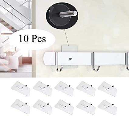 QUALIZA Stainless Steel ABS PVC and Glue Adhesive Wall Mount NoTrace Hanging Nails Screw Hooks Sticker 8mm 10Pcs  - Image 2