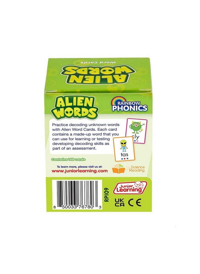 Junior Learning Junior Learning: Rainbow Phonics - Alien Words - 148 Word Cards, Flash Cards with Made Up Words to Help Learn Phonics, Level Based Cards, Kids Ages 4+  - Image 2