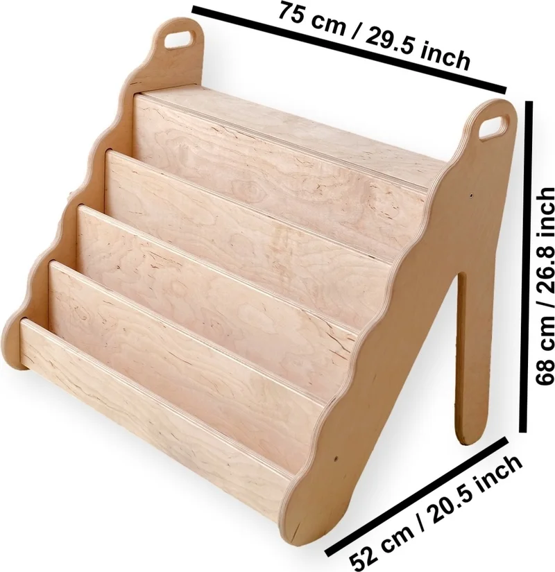 Kidoppo Montessori Wooden Wavy Bookcase Large Size