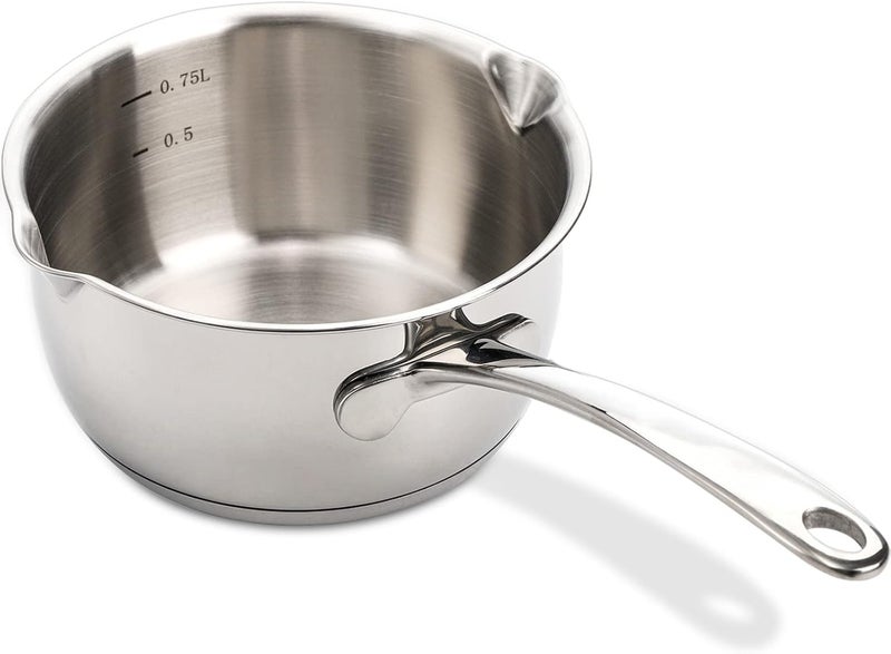 DEAYOU 18/10 Stainless Steel Milk Pot, 750ml Saucepan with Dual Pour Spout, Small Butter Melting Pot, Induction Heavy Bottom Sauce Pan for Stove Top, Soup, Chocolate, 14 cm - Image 3