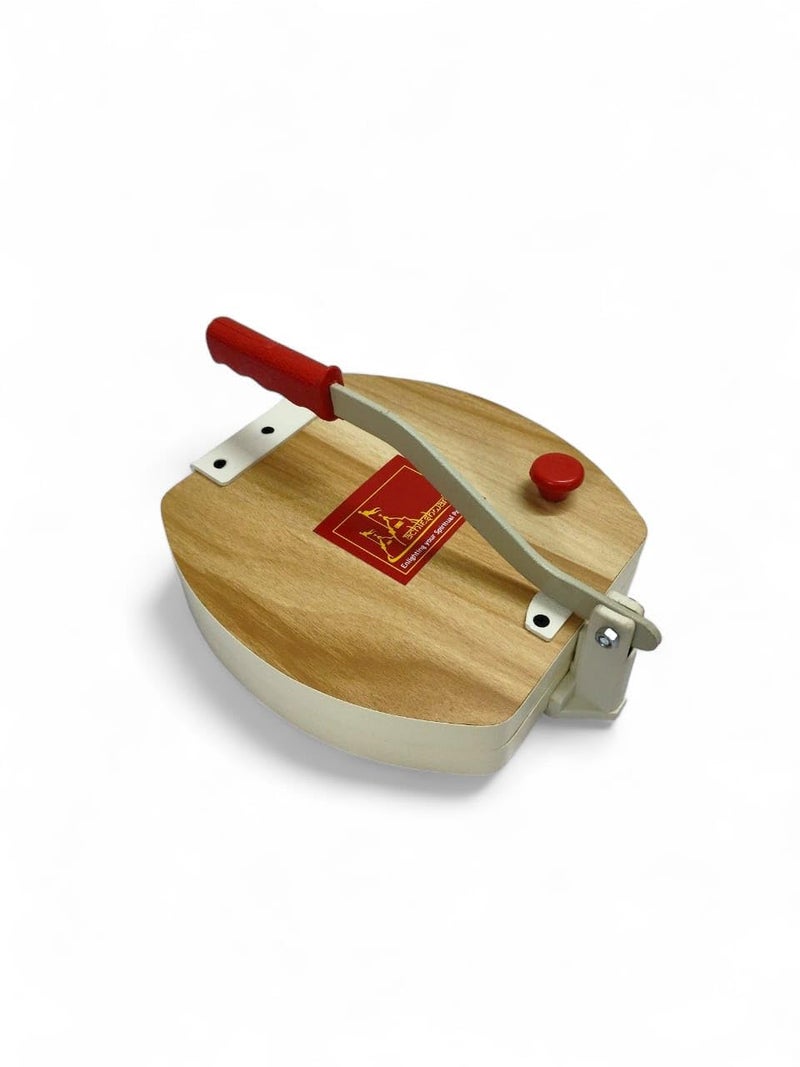 Achleshwar Wooden Manual Heavy Round Wooden Board Papad-Puri-khakhra Press Maker Plywood Machine with Iron Handle Roti Maker Press Machine with Handle for Kitchen Home - Image 1