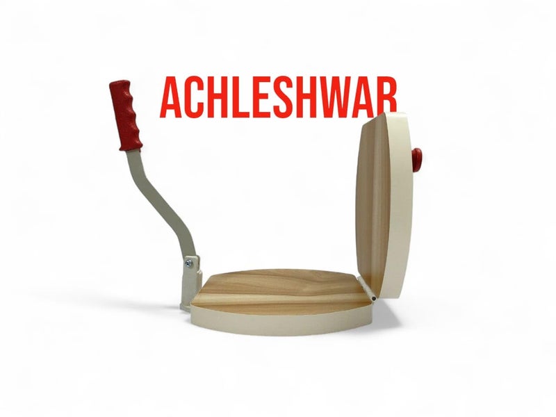Achleshwar Wooden Manual Heavy Round Wooden Board Papad-Puri-khakhra Press Maker Plywood Machine with Iron Handle Roti Maker Press Machine with Handle for Kitchen Home - Image 3