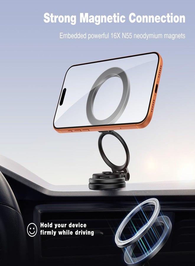 GolbinBox Car Phone Holder for MagSafe [360°Rotation] Metal Design iPhone Car Mount,Folding Car Mount [Detachable Base] Strong Magnetic Phone Holder for Car Dash,for iPhone 17 16 15 14 Pro Max, Black - Image 4