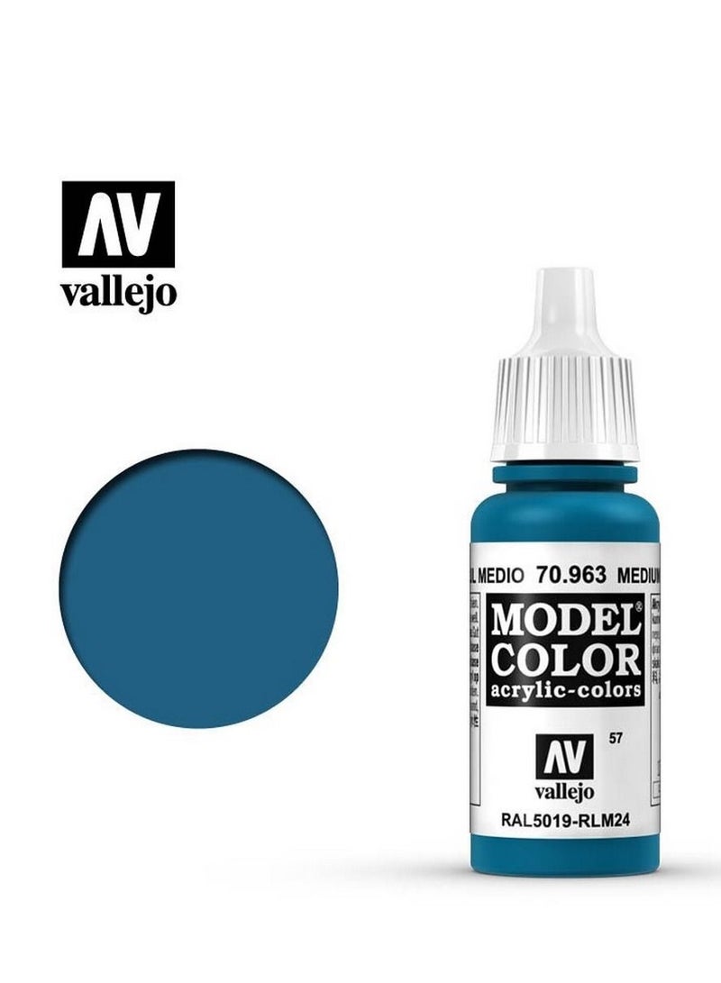 فاليجو طلاء أكريليك موديل كولور 963 أزرق متوسط، زجاجة 18 مل، للمجسمات الصغيرة والنماذج المصغرة