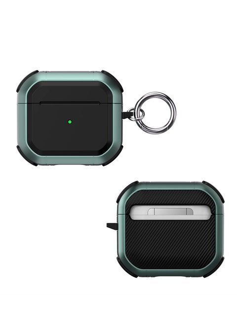 Case Cover Compatible with Airpods 3(2021) Cool Design Dual Color Shockproof Scratch -Resistant with Metal Hook Support Wireless Charging for AirPods 3 (Black)