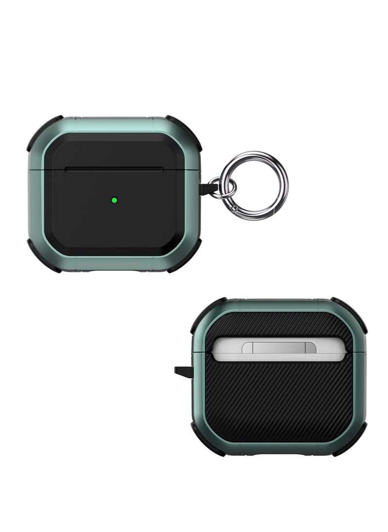 Generic - Case Cover Compatible with Airpods 3(2021) Cool Design Dual Color Shockproof Scratch -Resistant with Metal Hook Support Wireless Charging for AirPods 3 (Black) - Image 1