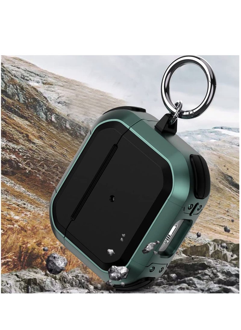 Generic - Case Cover Compatible with Airpods 3(2021) Cool Design Dual Color Shockproof Scratch -Resistant with Metal Hook Support Wireless Charging for AirPods 3 (Black) - Image 1
