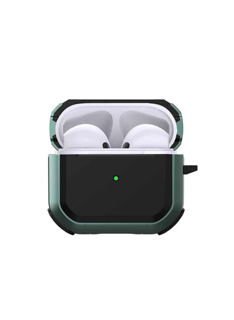 Generic - Case Cover Compatible with Airpods 3(2021) Cool Design Dual Color Shockproof Scratch -Resistant with Metal Hook Support Wireless Charging for AirPods 3 (Black) - Image 1