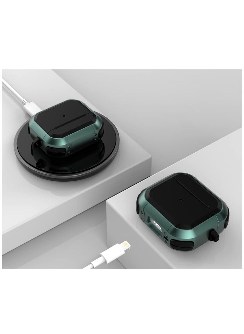 Generic - Case Cover Compatible with Airpods 3(2021) Cool Design Dual Color Shockproof Scratch -Resistant with Metal Hook Support Wireless Charging for AirPods 3 (Black) - Image 1