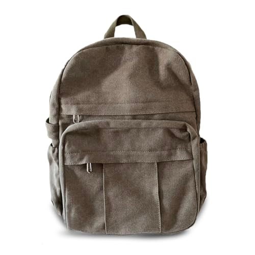 AUGUR Laptop Backpack Women,Canvas Bag, Durable Travel Vintage Backpack,Retro Casual Backpack,Girls Work Daypack Rucksack (Army Green) - Image 1