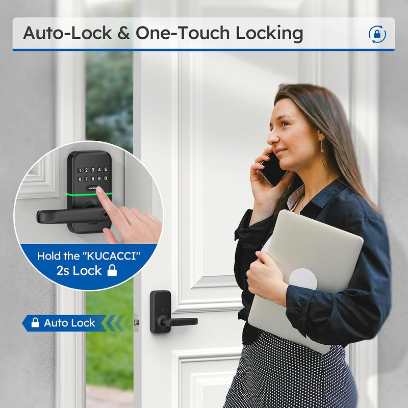 KUCACCI Smart Door Handle Lock with Keypad: Keyless Entry Digital Knob for Front Door - Electronic Smart Lock with Keypad - Exterior Code Door Knob - Easy Installation - Image 3