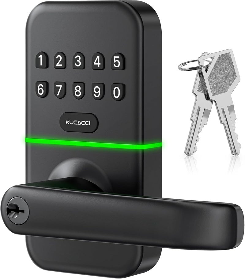 KUCACCI Smart Door Handle Lock with Keypad: Keyless Entry Digital Knob for Front Door - Electronic Smart Lock with Keypad - Exterior Code Door Knob - Easy Installation - Image 1