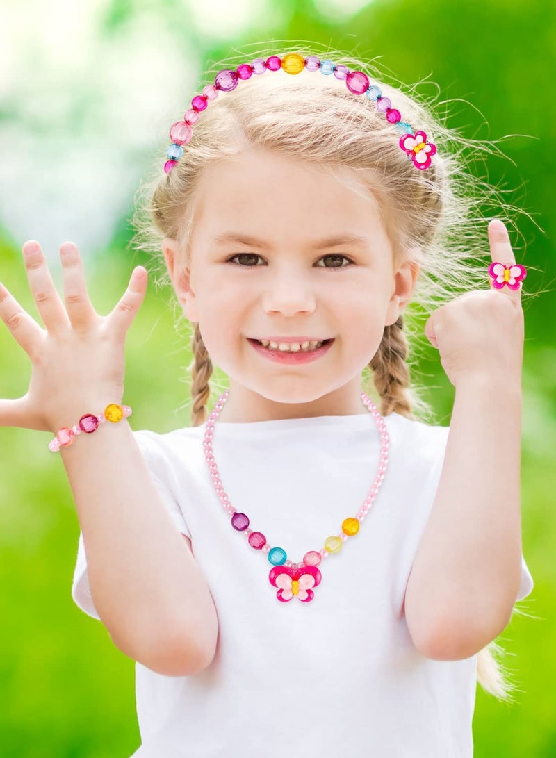 SYOSI Kids Jewelry Kit Little Girls Bracelet Necklace Ring Hair Clips Clip-on Earring Set Dress up Jewelry Party Favors Pretend Play for Little Girls  - Image 2