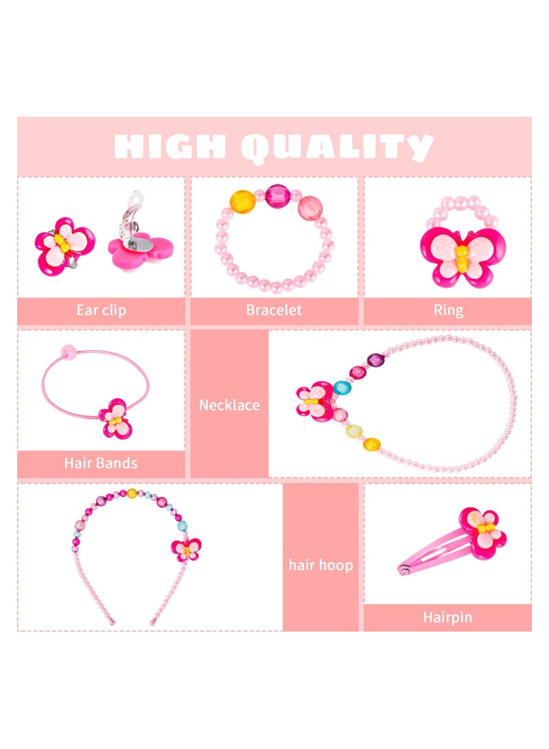 SYOSI Kids Jewelry Kit Little Girls Bracelet Necklace Ring Hair Clips Clip-on Earring Set Dress up Jewelry Party Favors Pretend Play for Little Girls  - Image 4