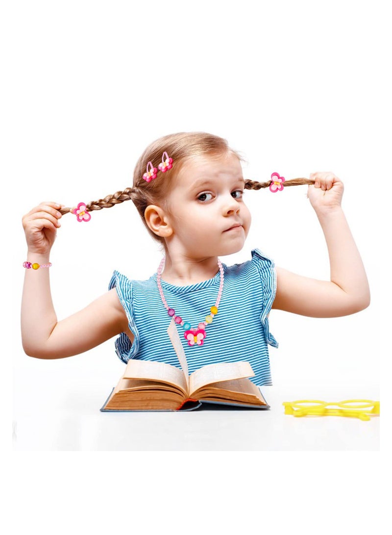 SYOSI Kids Jewelry Kit Little Girls Bracelet Necklace Ring Hair Clips Clip-on Earring Set Dress up Jewelry Party Favors Pretend Play for Little Girls  - Image 3