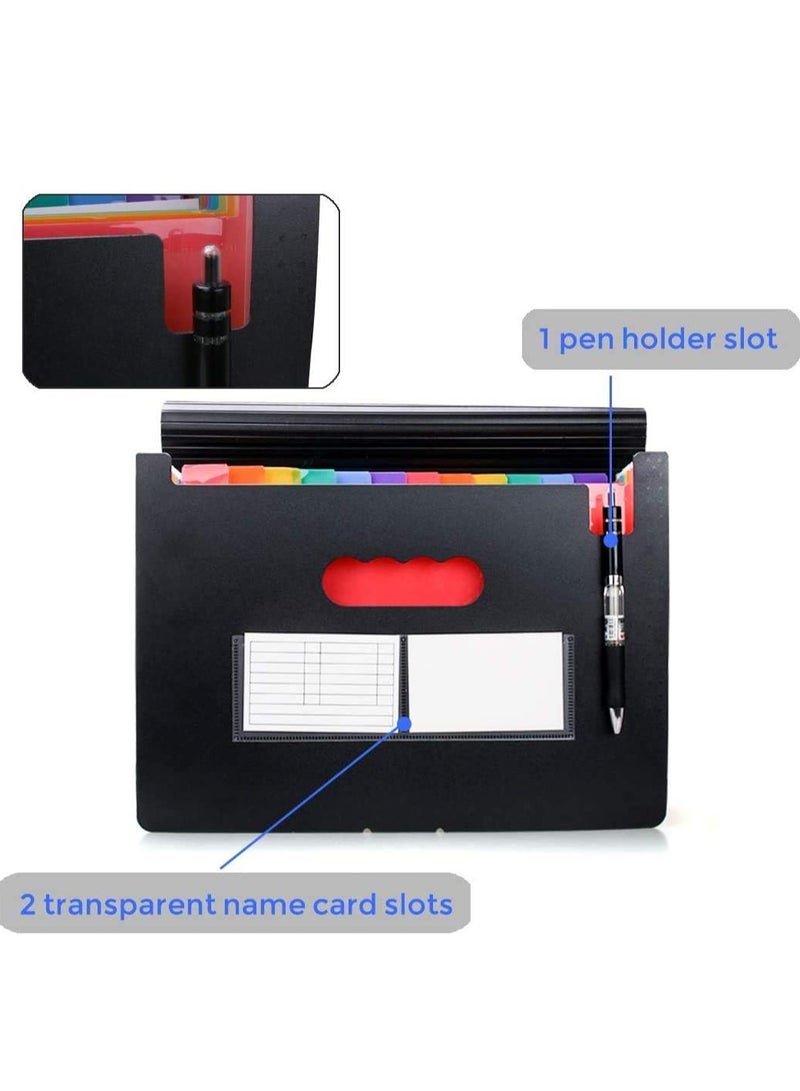 24 Pockets Expanding File Folder with Cover Accordian File Organizer Portable A4 Letter Size File Box High Capacity Plastic Colored Paper Document Organizer Filing Folder Organizer - Image 5