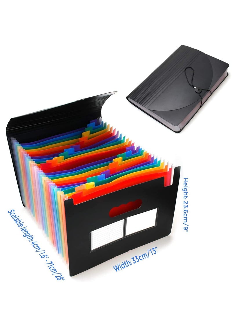 24 Pockets Expanding File Folder with Cover Accordian File Organizer Portable A4 Letter Size File Box High Capacity Plastic Colored Paper Document Organizer Filing Folder Organizer - Image 3