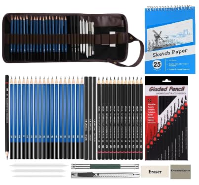 Corslet 42 Pc Sketching Kit Drawing Pencils for Artists Kit A5 Sketch Book Charcoal Pencil Art Supplies for Artist Pencil Set Drawing Set Sketch Pencils Set for Artists Drawing Kit Shading Pencils Set - Image 1