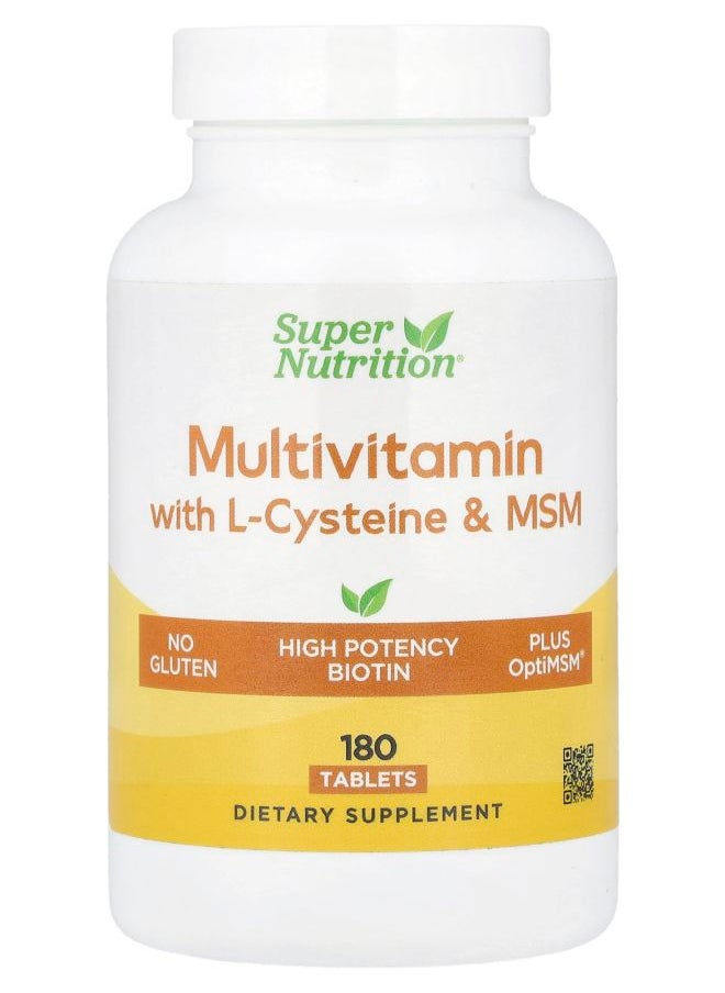 Super Nutrition Multivitamins with L-Cysteine MSM Vitamin A and Biotin 180 Tablets  - Image 1