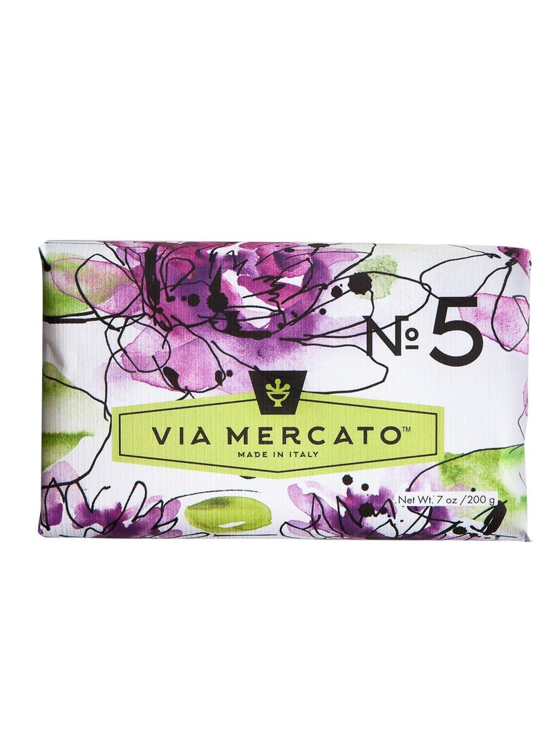 Via Mercato Italian Soap Bar (200 g), No. 5 - Waterlily & Sandalwood  - Image 1