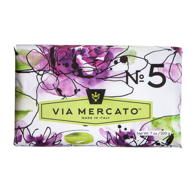 Via Mercato Italian Soap Bar (200 g), No. 5 - Waterlily & Sandalwood - Image 1