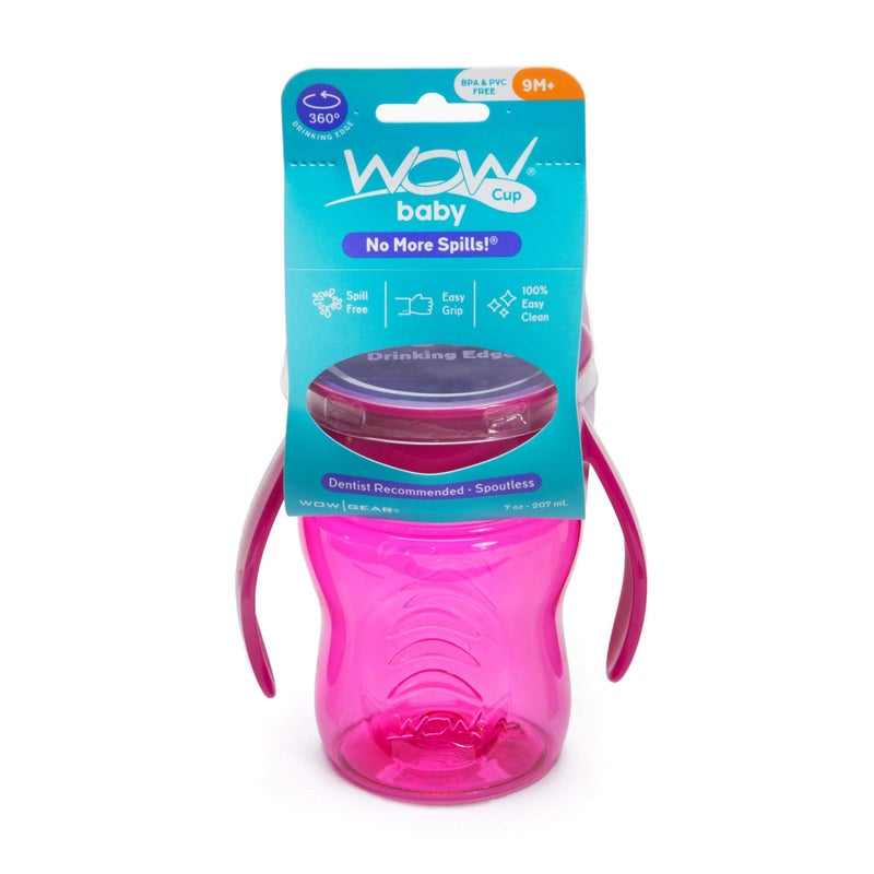 WOW GEAR Wow Cup for Baby 360 Trainer Sippy Cup, Pink, 7 oz / 207 ml - Image 3