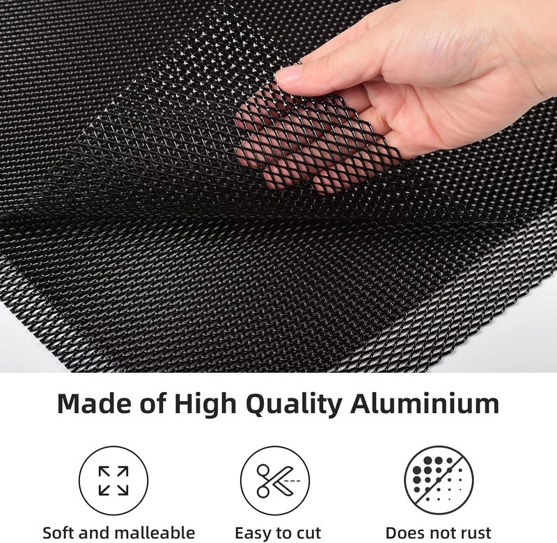 AggAuto Universal 13"x13" Car Grill Mesh - Aluminum Alloy Automotive Grille Insert Bumper Rhombic Hole 4x8mm, 3Pcs One of the Most Multifunctional Shape Grids Black - Image 3
