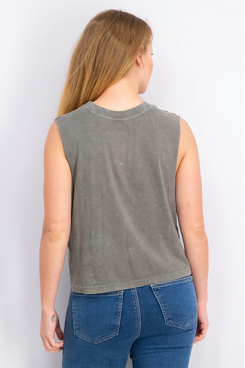 DIFUZED Women Sleeveless Tank Top, Acid,Washed Grey - Image 3