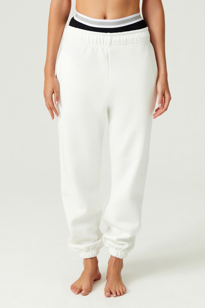 Los Ojos x Melodi Ecru Oversize/Wide Fit Cotton Thick Sweatpants Reversible  - Image 3