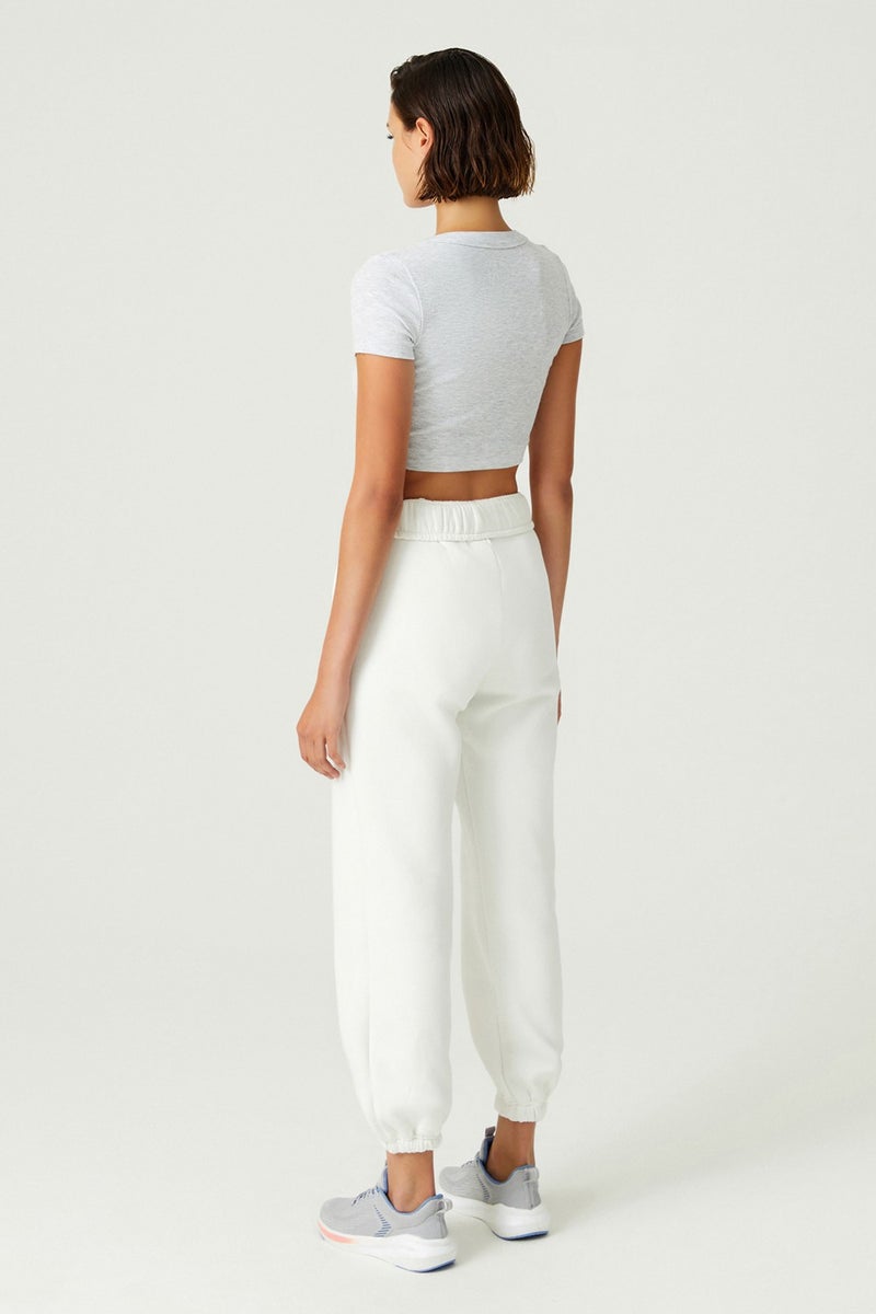Los Ojos x Melodi Ecru Oversize/Wide Fit Cotton Thick Sweatpants Reversible  - Image 5