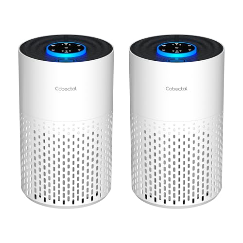 Cobectal 2 Pack Air Purifiers for Bedroom Home, Cobectal Air Cleaner with H14 True HEPA 3-in-1 Filter for Room up to 1050 ft², Sleep Mode & Aroma Function, Portable Air Purifiers for Office, Dorm, RVs, White - Image 1