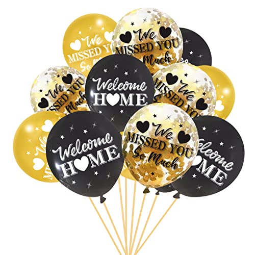 Excelloon Welcome Home We Missed You So Much Balloons Decorations Black Gold Welcome Back Sign Party Supplies Deployment Returning Military Army Homecoming Party Decor - Image 1
