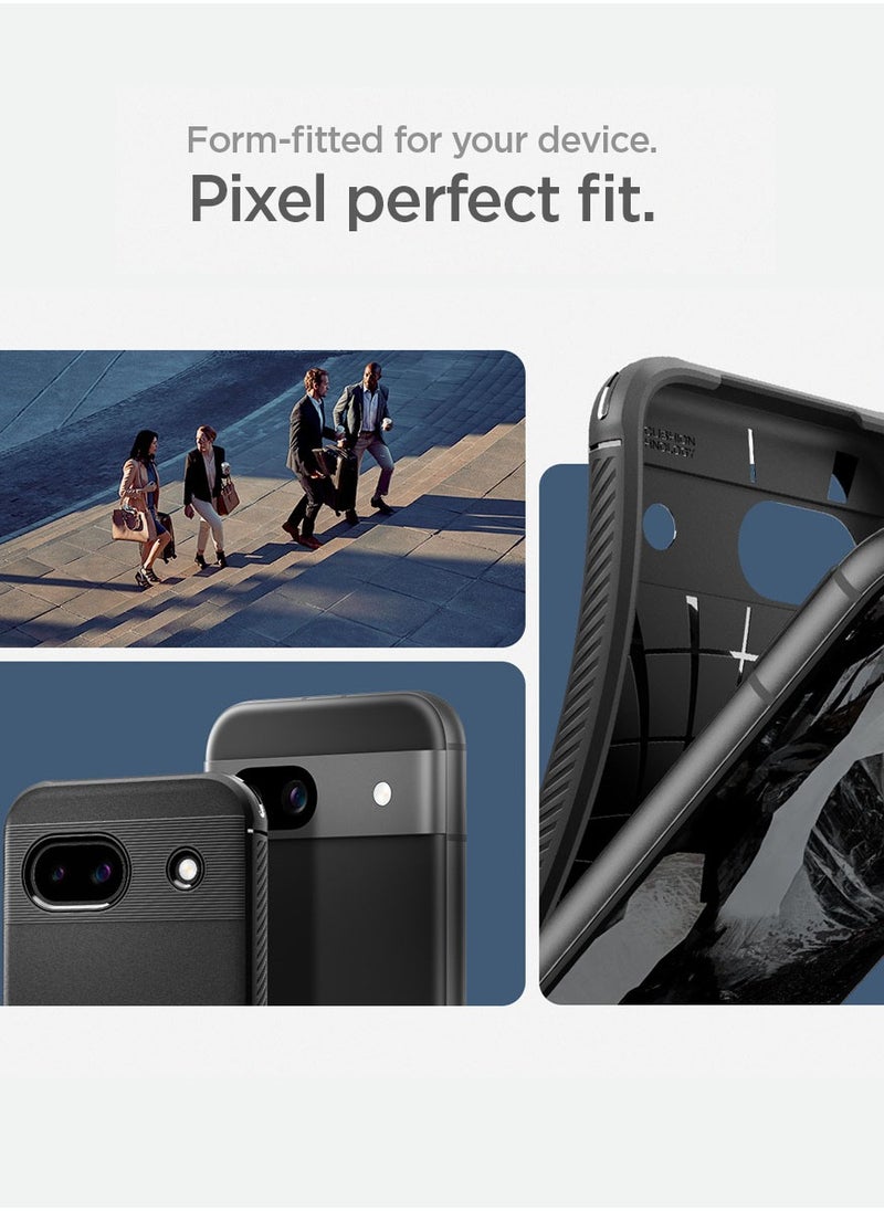 Spigen Rugged Armor Google Pixel 8a Case Cover with Carbon Fiber Textures - Matte Black  - Image 4