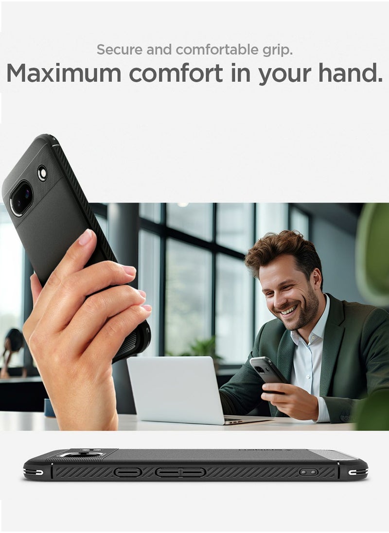 Spigen Rugged Armor Google Pixel 8a Case Cover with Carbon Fiber Textures - Matte Black  - Image 5
