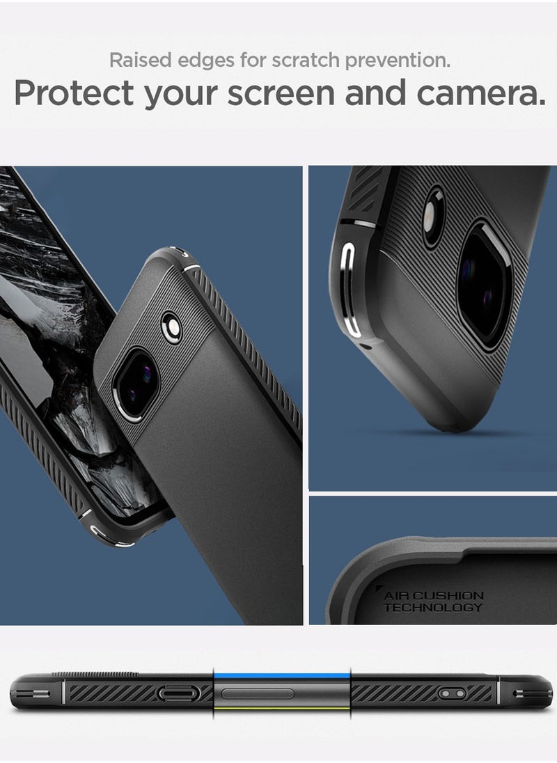 Rugged Armor Google Pixel 8a Case Cover with Carbon Fiber Textures - Matte Black