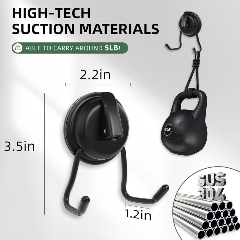 iRomic Stainless Still Suction Cup Hooks for Shower, Bathroom, Kitchen, Glass Door, Mirror, Tile – Loofah, Towel, Coat, Bath Robe Hook Holder,(2-PCS), Matte Black - Image 3