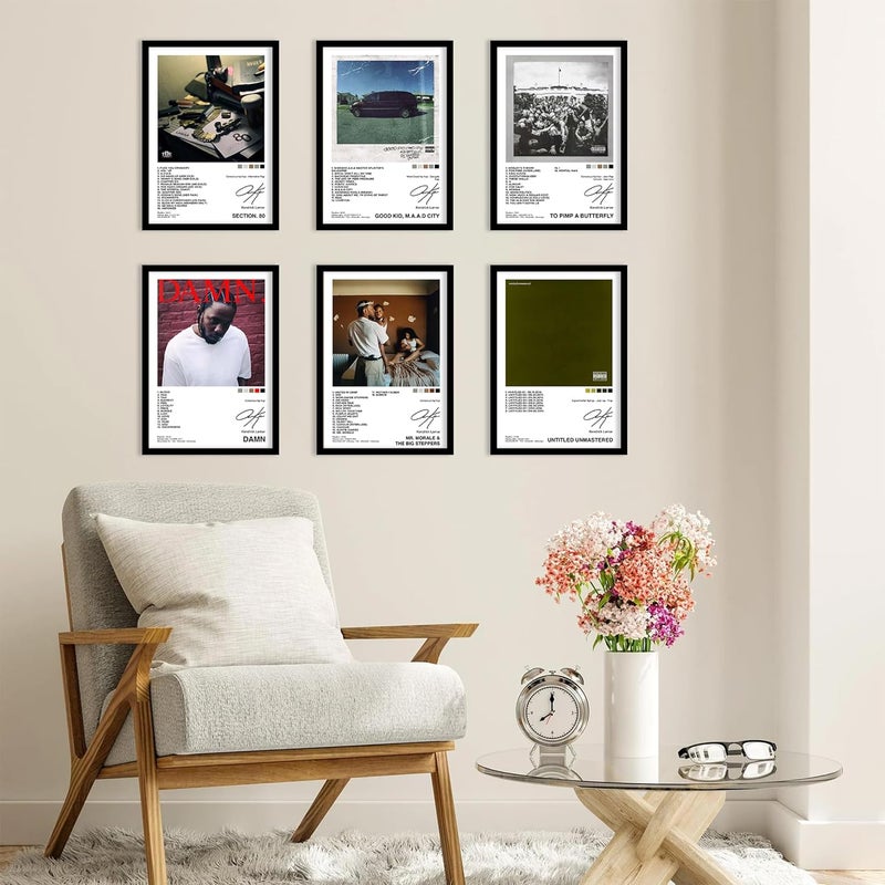 CodersParadise إطارات ملصقات خشبية لكندريك لامار - عبوة من 6 | 8 × 12 سم (حجم A4) | ملصقات فنية مؤطرة جمالية - Image 3