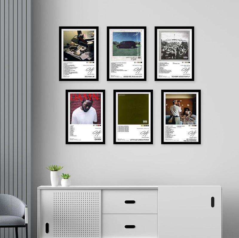 CodersParadise إطارات ملصقات خشبية لكندريك لامار - عبوة من 6 | 8 × 12 سم (حجم A4) | ملصقات فنية مؤطرة جمالية - Image 4