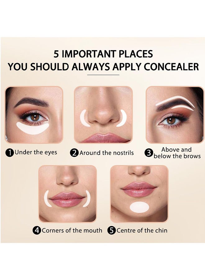 اكس اي اكس اي خافي العيوب السائل كامل الغطاء ، مقاوم للماء ناعم غير لامع لا تشوبه شائبة كريم كونسيلر مصحح الأساس لبقع الهالات السوداء للعين قاعدة مكياج خافي العيوب للوجه (لون طبيعي) - Image 5