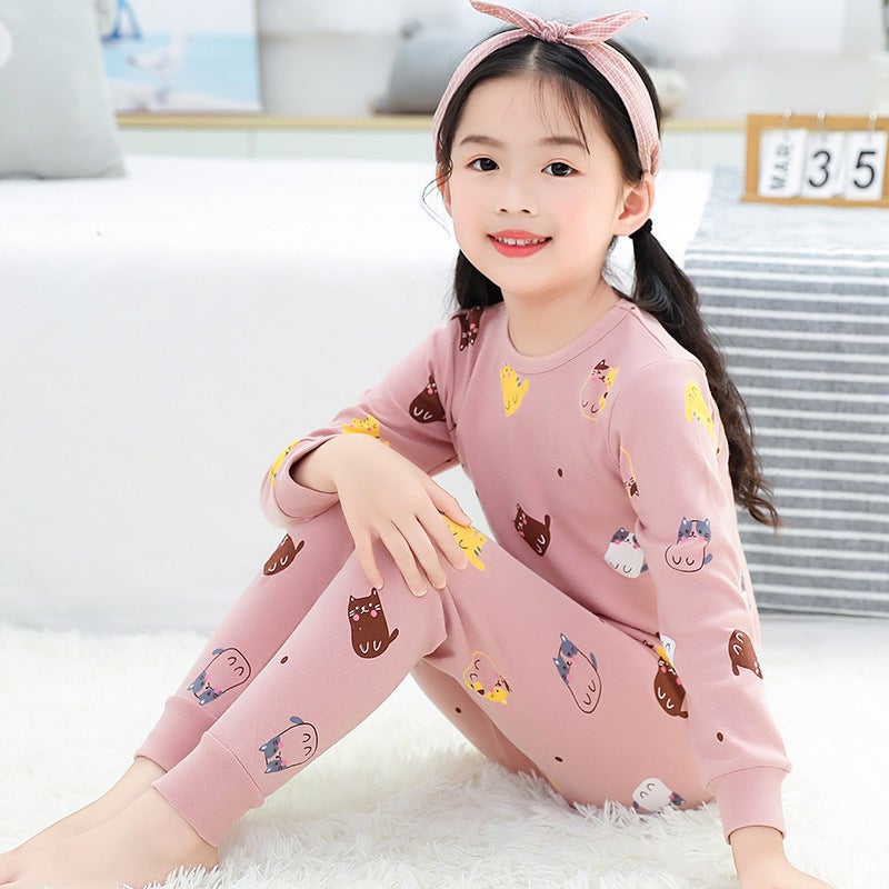 New Children'S Clothing Children'S Autumn Clothing Autumn Pants Cotton Children'S Base Underwear Set Cartoon Home Base Shirt - Image 1