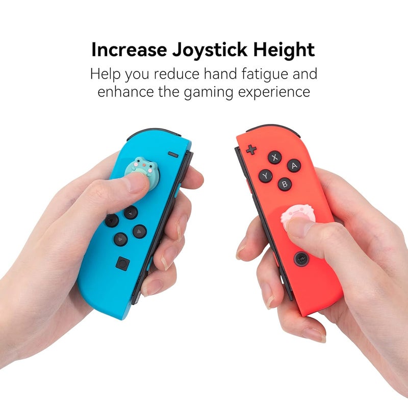 GEEKSHARE أغطية قبضة الإبهام من السيليكون بتصميم حيوانات لطيفة، غطاء عصا التحكم متوافق مع سويتش/OLED/Lite، 4 قطع - ضفدع وأكسولوتل (لـ سويتش/OLED/Lite) - Image 3