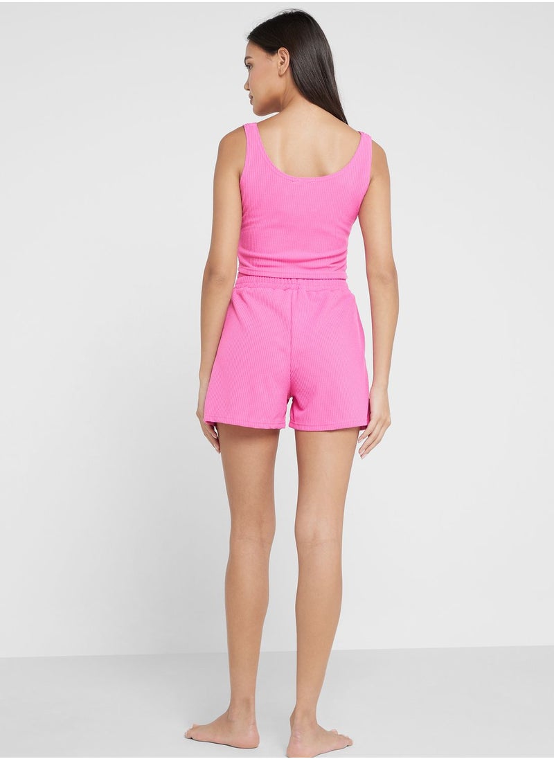 Ginger - Ribbed Tank & Pyjama Shorts Set - Image 1